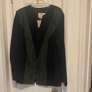 Sears Black and Green faux suede Blazer & Pant Set